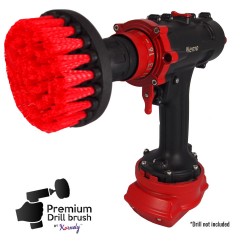 Premium Drill Brush For Professional Cleaning - Stiff, Red, 10 cm
