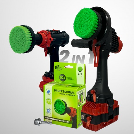Profesionalus valymo šepetys Premium Drill Brush 2 in 1 - vidutiniškai kietas, žalias, 10 cm