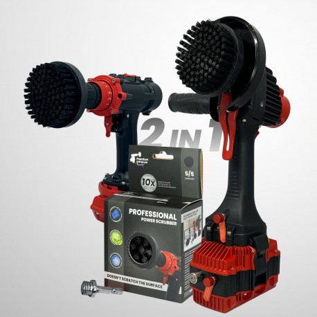 Profesionalus valymo šepetys Premium Drill Brush 2 in 1 - ypač kietas, juodas, 10 cm